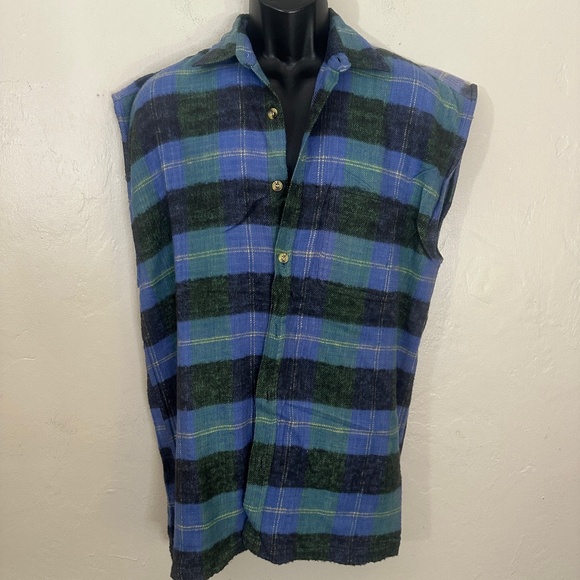 Body Equip Sleeveless Flannel Shirt Large Gently worn Button front 100% cotton - Picture 1 of 3